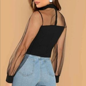 Sheer puff arm top